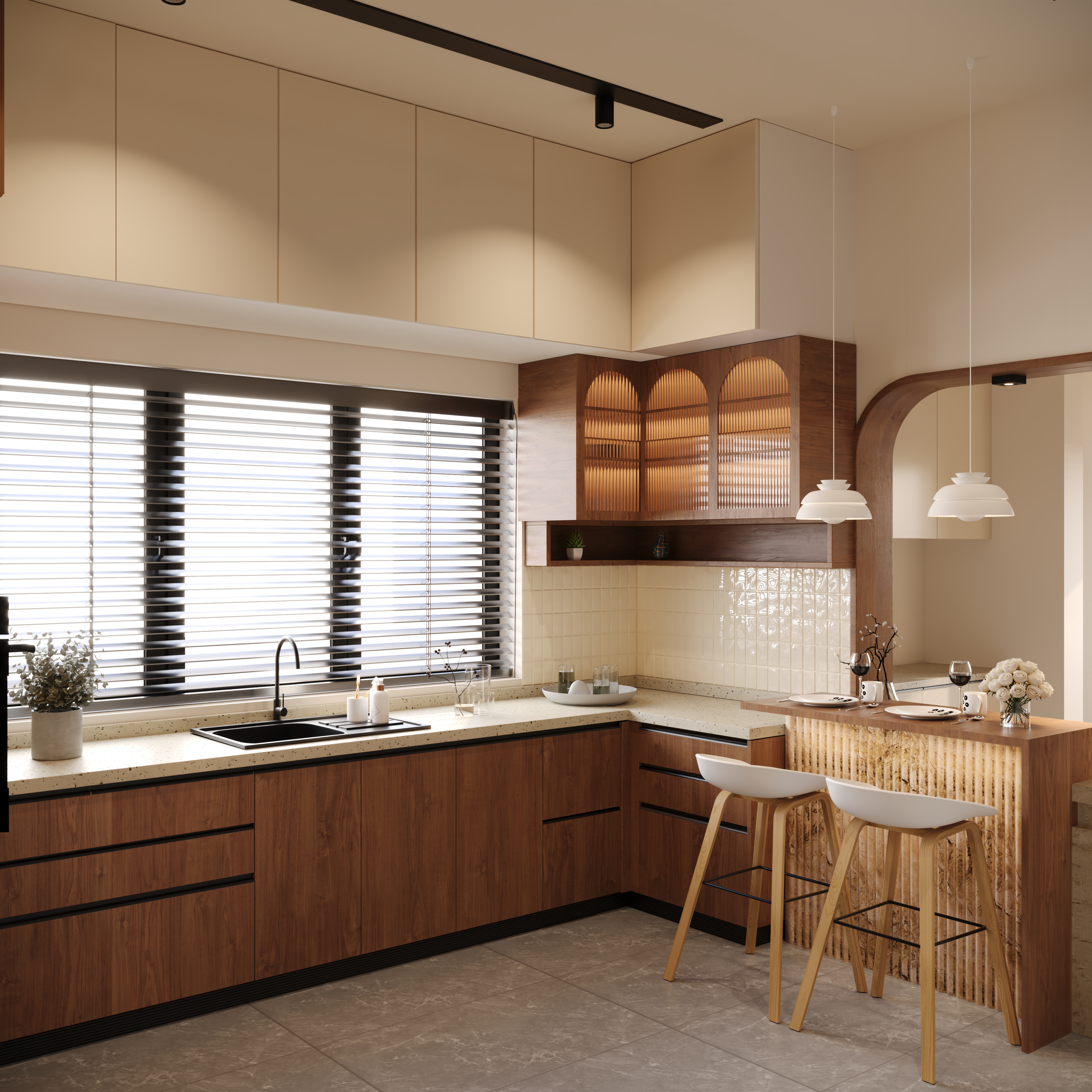 Kitchen counter and breakfast bar