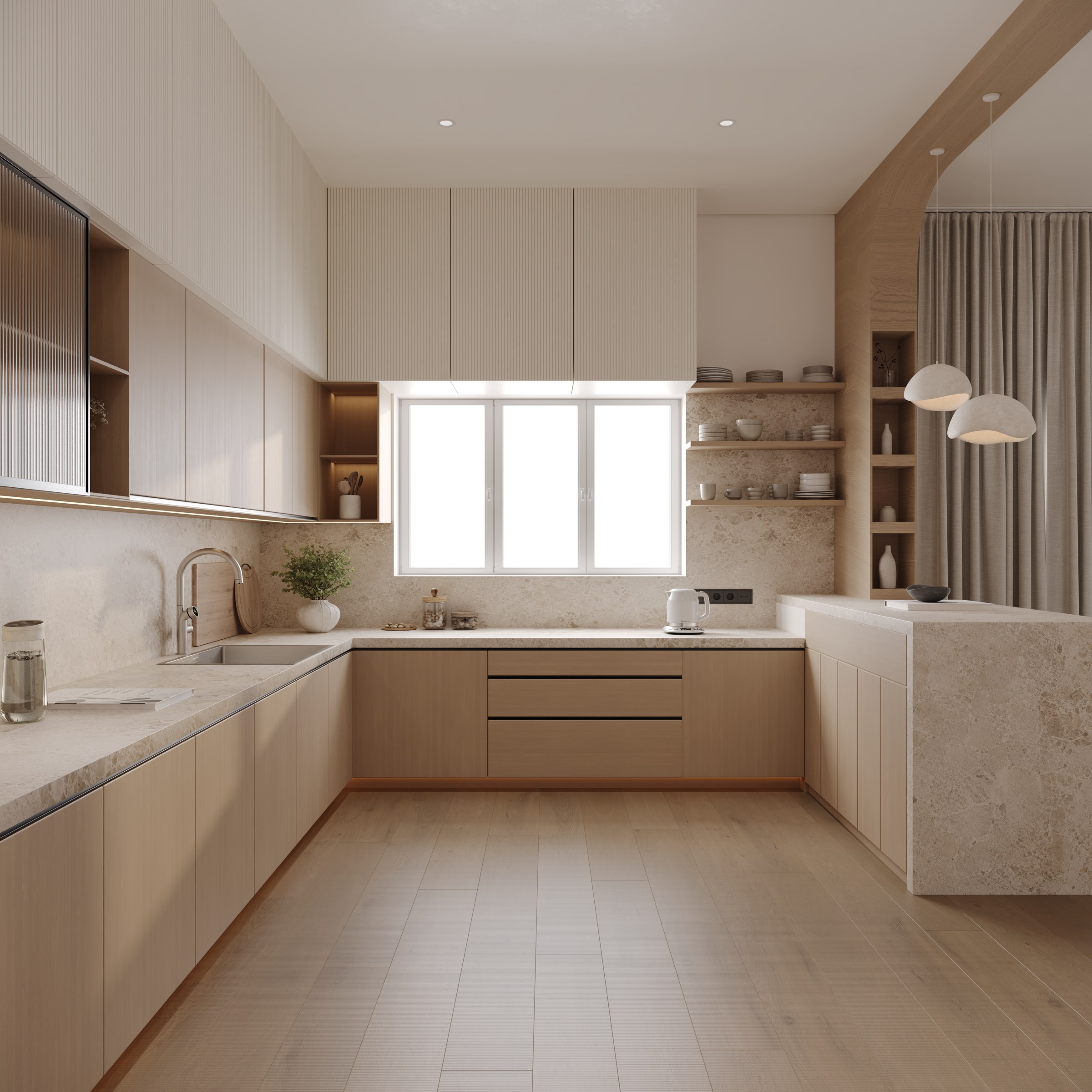 Oak Marble Kitchen