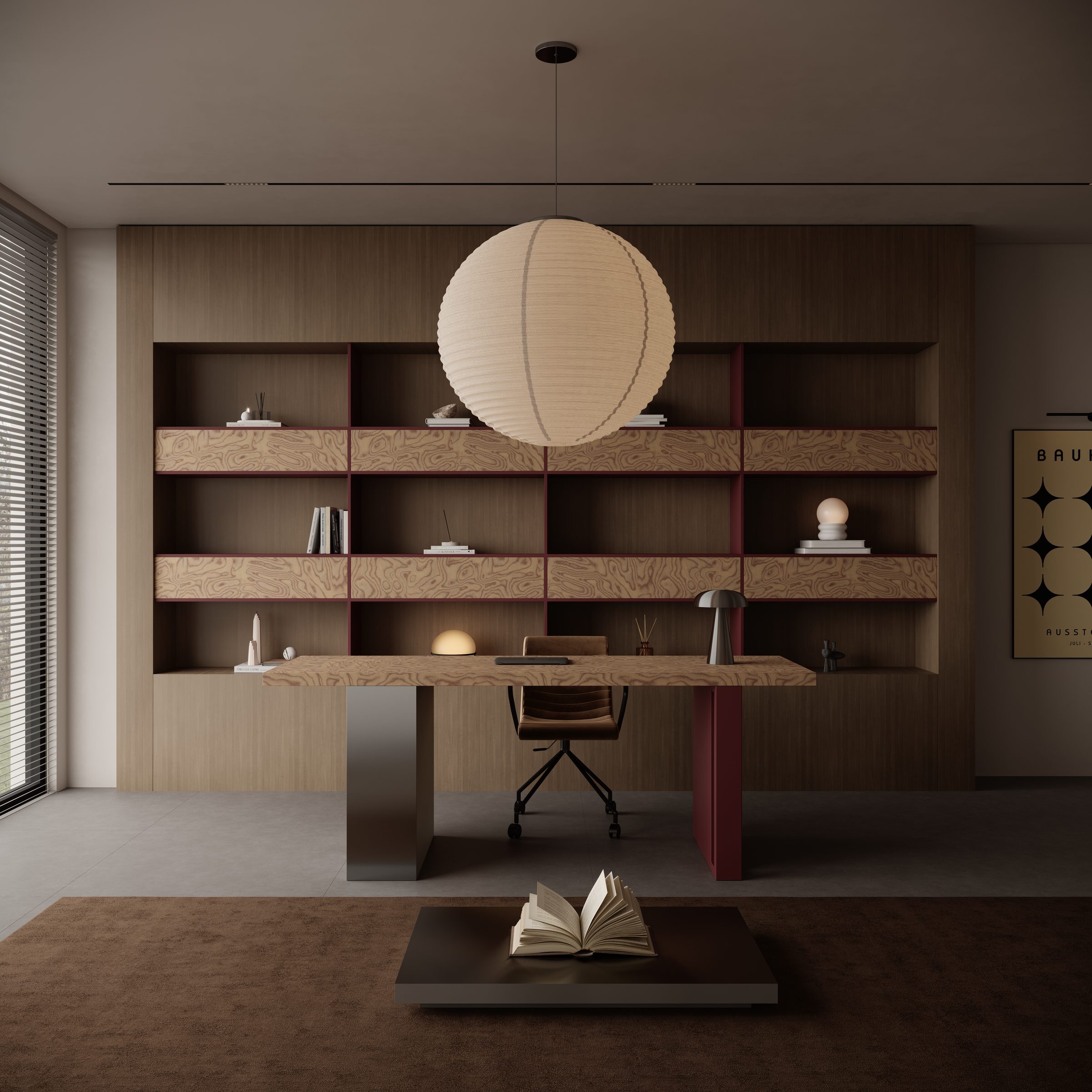 Home office desk and shelving
