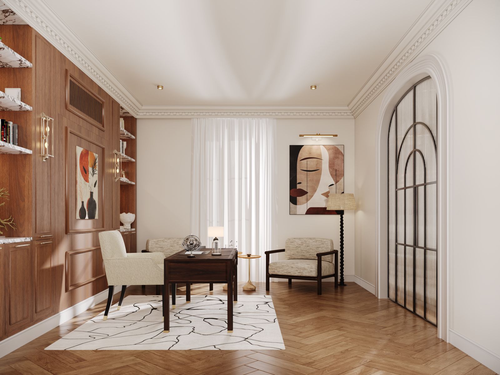 Walnut and Marble Residence interior