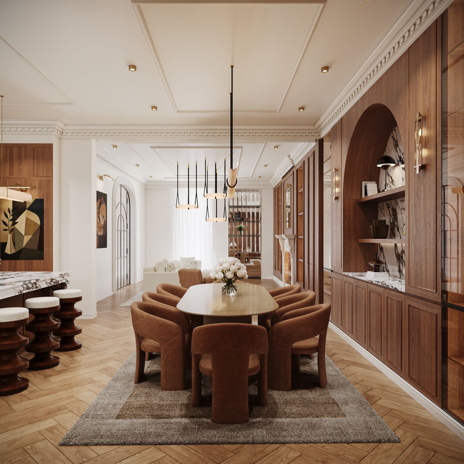 Walnut and Marble Residence interior