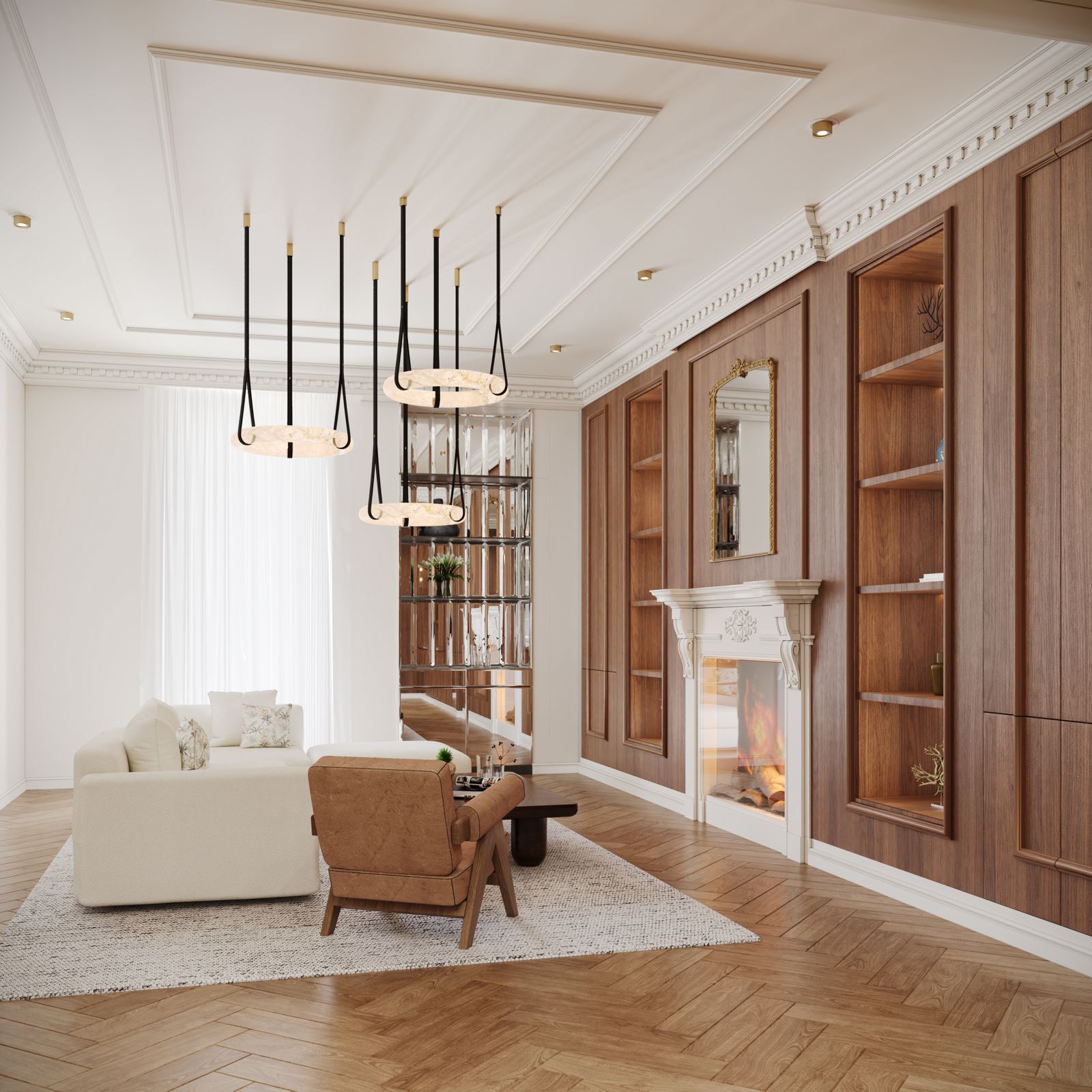 Walnut and Marble Residence interior