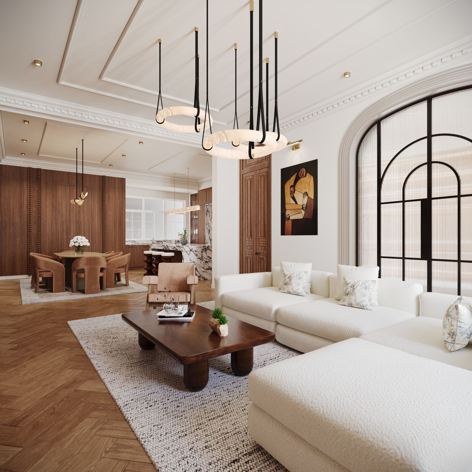 Walnut and Marble Residence interior