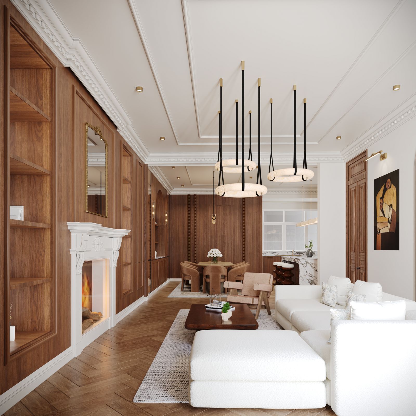 Walnut and Marble Residence interior