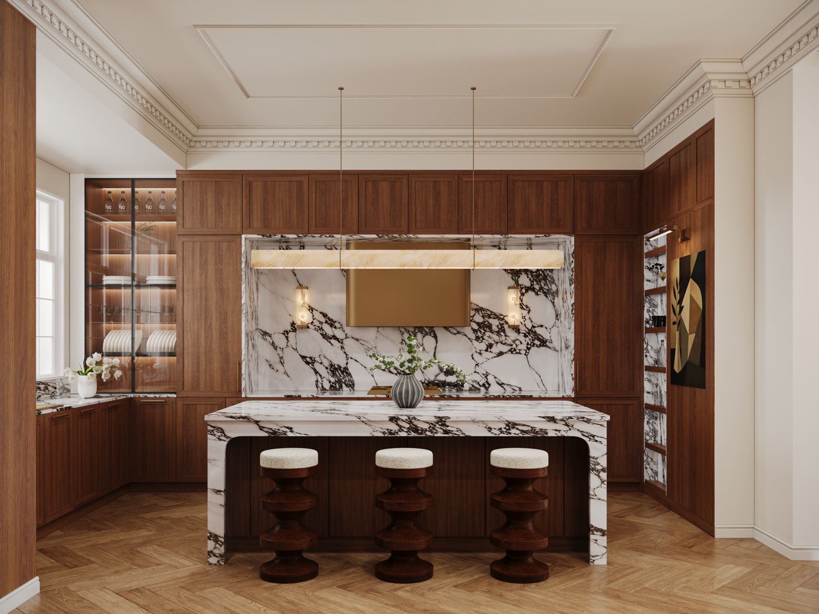 Walnut and Marble Residence interior
