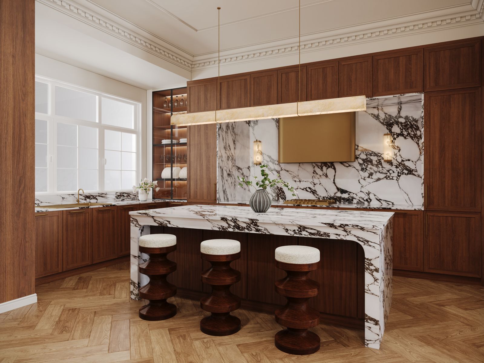 Walnut and Marble Residence interior